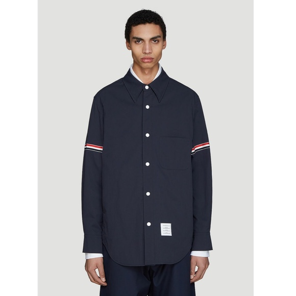 Thom Browne Nylon Armband Shirt Jacket in Navy Blue Size 1 (Small) Snap Front - Picture 1 of 16